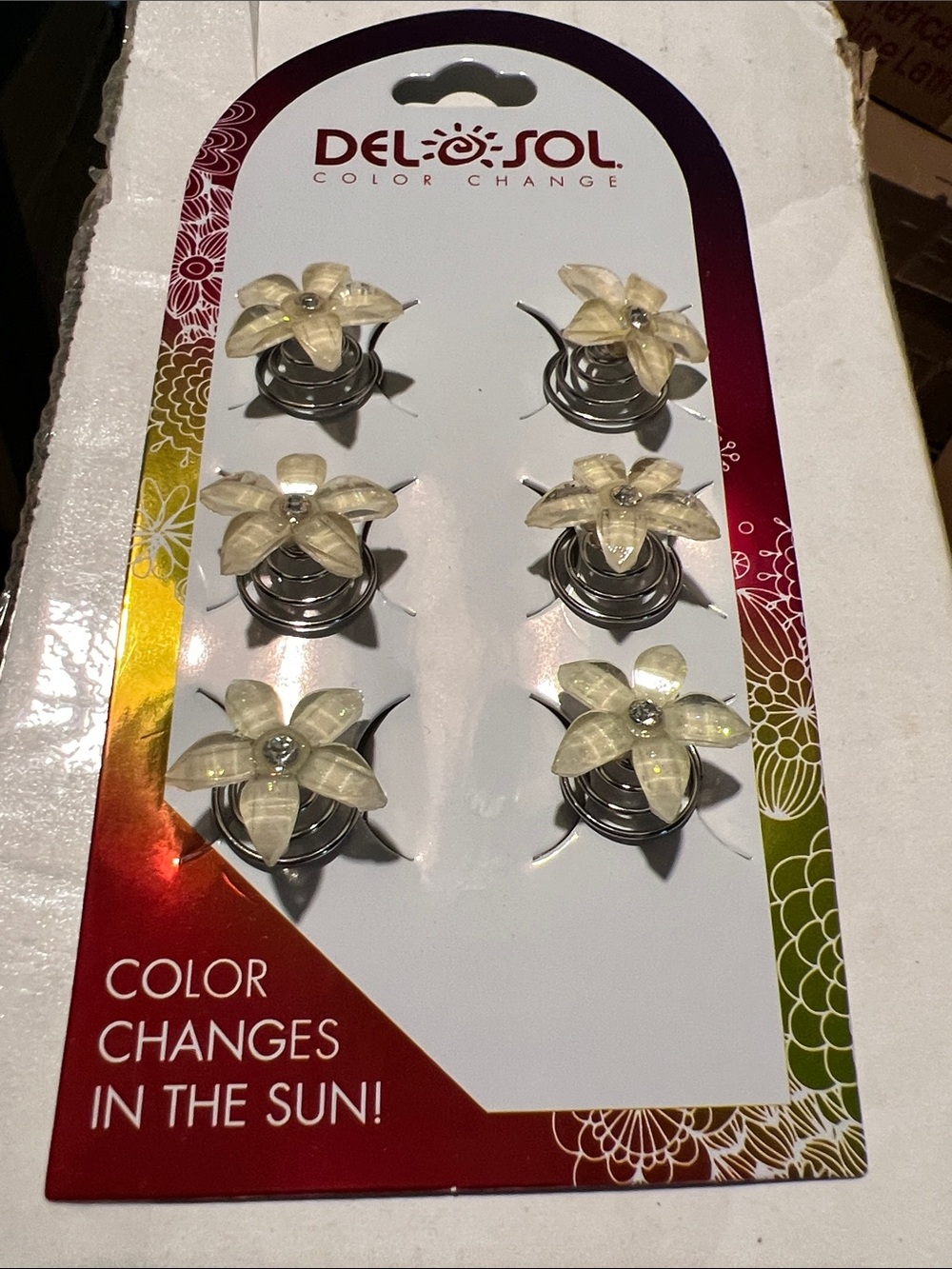 Kids Floral Sun-Change Hair Pins - Cream